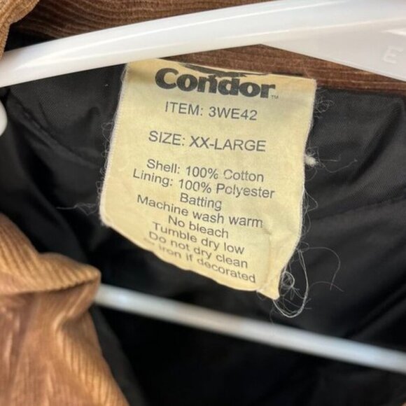 Condor Work Jacket XX-Large Brown Duck Canvas Corduroy Collar Heavy Duty Lined - Picture 2 of 6